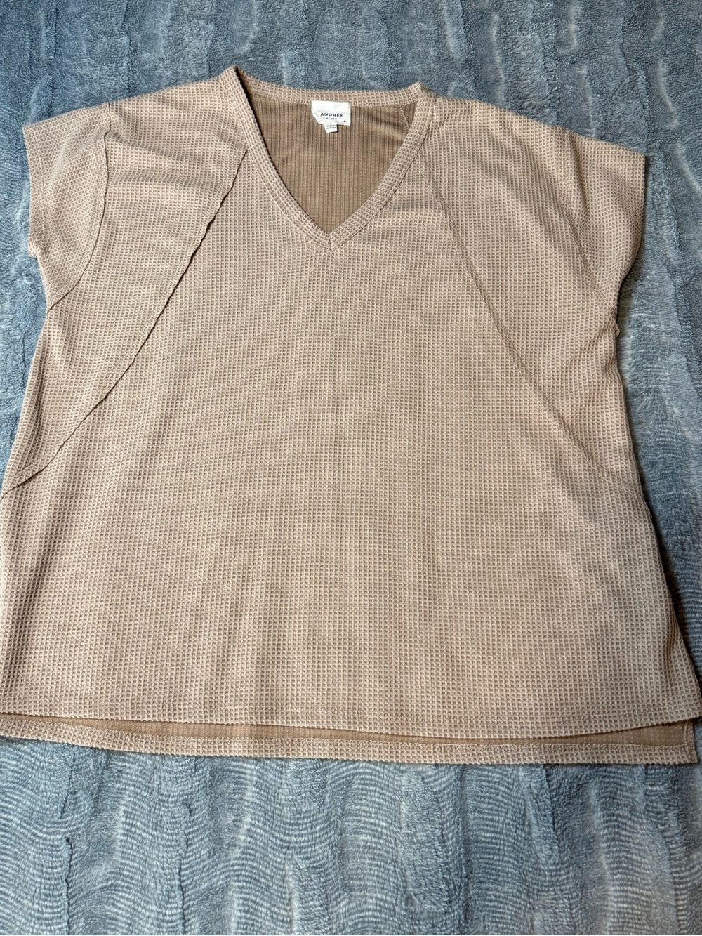 Andree Taupe Waffle V-Neck Tank Top